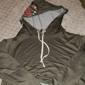 J story cropped olive green hoodie
